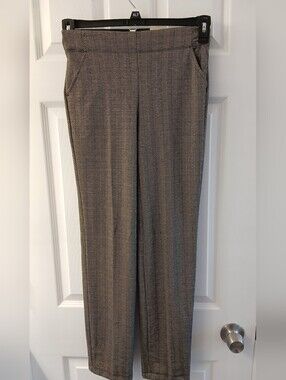 Max Studio Slim Trouser Knit Pull‑On Pants – XS – Herringbone – New With Tags